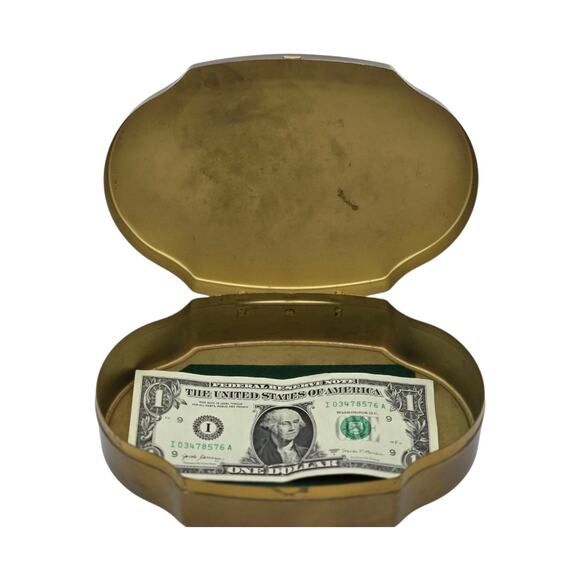 1920s Schraffts Empty Antique Candy Hinged Tin Etched Queen Court-Carry Carriage - Picture 14 of 14